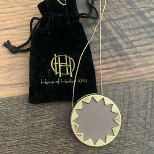 tan and gold house of harlow sunburst necklace
